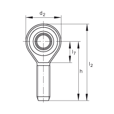 桿端軸承 GAKSR16-PS, 根據 DIN ISO 12 240-4 標準，特種鋼材料，帶右旋外螺紋，免維護