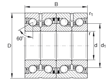 推力角接觸球軸承 ZKLN1747-2RS-2AP, 配對，雙向，兩側唇密封