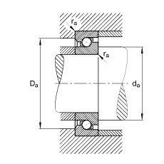推力角接觸球軸承 BSB055120-T, 單向，接觸角 α = 60°，限制公差