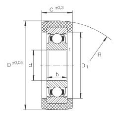 滾輪 KLRU12X47X20-2Z, 帶塑料箍，兩側密封