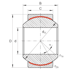 關(guān)節軸承 GE12-PW, 根據 DIN ISO 12 240-1 標準，尺寸系列 K，免維護