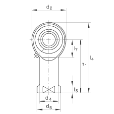 桿端軸承 GIKR16-PB, 根據 DIN ISO 12 240-4 標準，帶右旋內螺紋，需維護