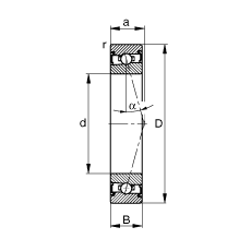 主軸軸承 HSS7002-C-T-P4S, 調節，成對安裝，接觸角 α = 15°，兩側唇密封，非接觸，加嚴公差