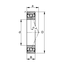 主軸軸承 HSS7010-E-T-P4S, 調節，成對安裝，接觸角 α = 25°，兩側唇密封，非接觸，限制公差
