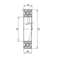 主軸軸承 HS71907-C-T-P4S, 調節，成對安裝，接觸角 α = 15°，限制公差