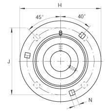軸承座單元 GRRY25-VA, 帶三個(gè)/四個(gè)螺栓孔的法蘭的軸承座單元，沖壓鋼板，內圈帶平頭螺釘，R 型密封， 耐腐蝕保護