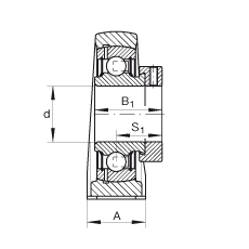 直立式軸承座單元 PAK60, 鑄鐵軸承座，外球面球軸承，根據 ABMA 15 - 1991, ABMA 14 - 1991, ISO3228 帶有偏心緊定環(huán)